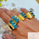 Ring Cuff with Sparkly Druzy Ring, Agate Druzy Ring, Gemstone Druzy Geode Ring, Adjustable Ring, Open Cuff Ring, Raw Crystal Druzy Cuff Ring
